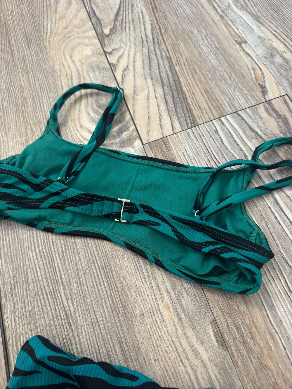 Xhilaration Teal and Black Zebra Ribbed Bikini Set - Picture 4 of 5